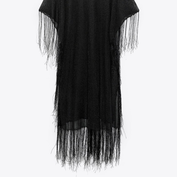 Zara limited edition fringe metallic thread kaftan dress - Picture 3 of 4